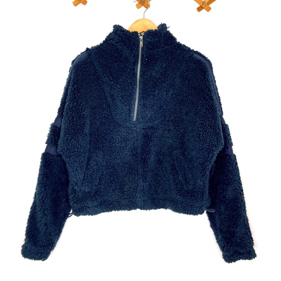 Free People Jackets & Blazers - FREE PEOPLE Movement Nantucket Fleece Half Zip Oversized Pullover Jacket in Navy
